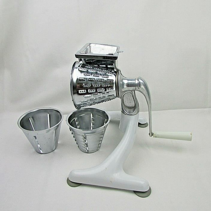 Salad Grater Grinder Food Processor w/3 cones hand guard suction feet
