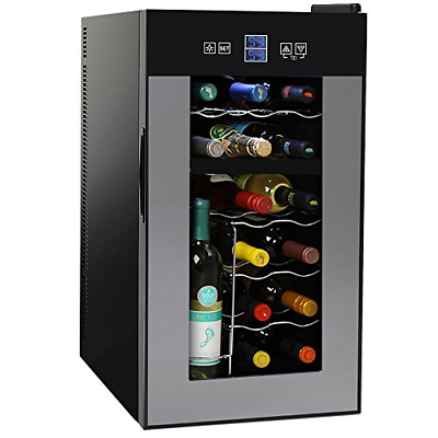 NutriChef PKTEWCDS1802 18 Bottle Dual Zone Thermoelectric Wine Cooler - Red and