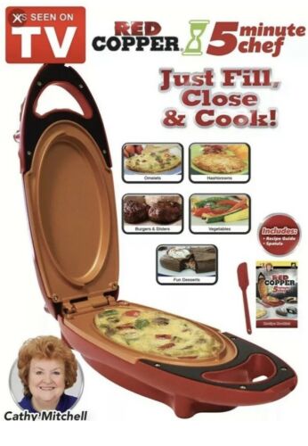 Red Copper 5 Minute Chef Non Stick Electric Meal Maker As Seen On TV