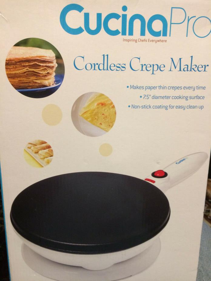 CucinaPro Cordless Crepe Maker (1447) - FREE Recipe Guide, Non-Stick Dipping Pla