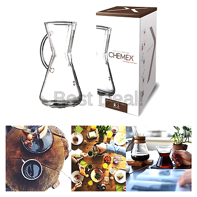 Chemex Glass Handle, Pour-over Coffeemaker, 3-Cup - Exclusive Packaging