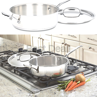 Cuisinart 733-24H Chef's Classic Stainless 3-1/2-Quart Saute Pan with Helper ...