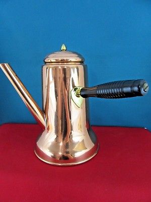 Copper Craft Guild Coffee Pot with Wood Wooden Handle Turkish Style