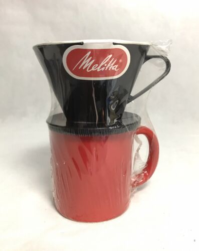 Melitta One Cup Filter Cone Coffee Maker Red Black Model CM-1/2 New