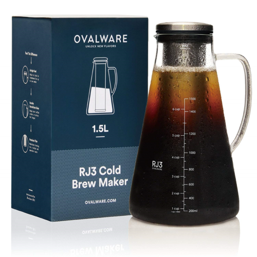 Airtight Cold Brew Iced Coffee Maker & Iced Tea Maker with Spout – 1.5L/51oz RJ3