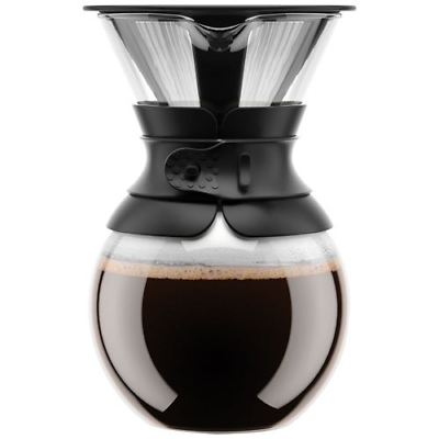 Bodum Pour Over Coffee Maker with Permanent Filter, 1 Liter, 34 Ounce, Black