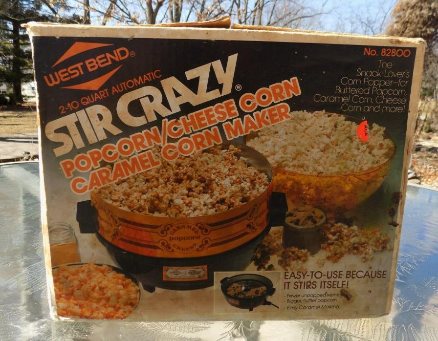 1982 West Bend Stir Crazy Popcorn Cheese Corn Carmel Corn Maker #82800 UNUSED
