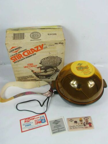 Vintage West Bend Stir Crazy 6 Qt Popcorn Popper Maker Model 5346 Box Clean