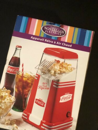Nostalgia Electrics Coca Cola Series Hot Air Popcorn Popper Machine in box