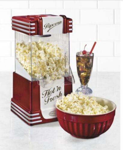Nostalgia Electrics Hot Air Popcorn Maker Red Movie Time Popper Machine Table