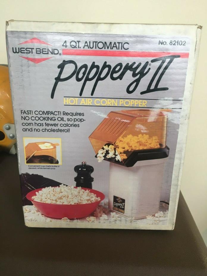 NEW Vintage West Bend The Poppery 2 #82102 Hot Air Popcorn Popper 1988 UNOPENED