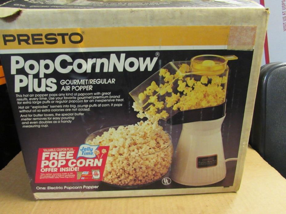 Vintage Presto Pop Corn Now Plus Gourmet Air Popper New in Box