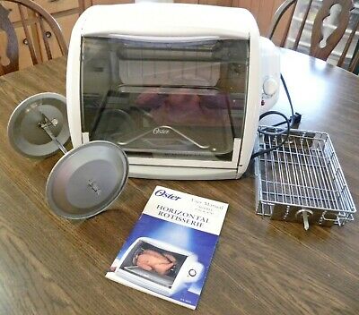 Original OSTER Horizontal Counter Top Rotisserie  Complete White Works Great!