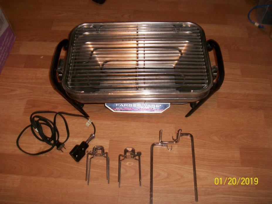 Farberware Electric Open Hearth Rotisserie Broiler Grill Indoor Model 450 Arms