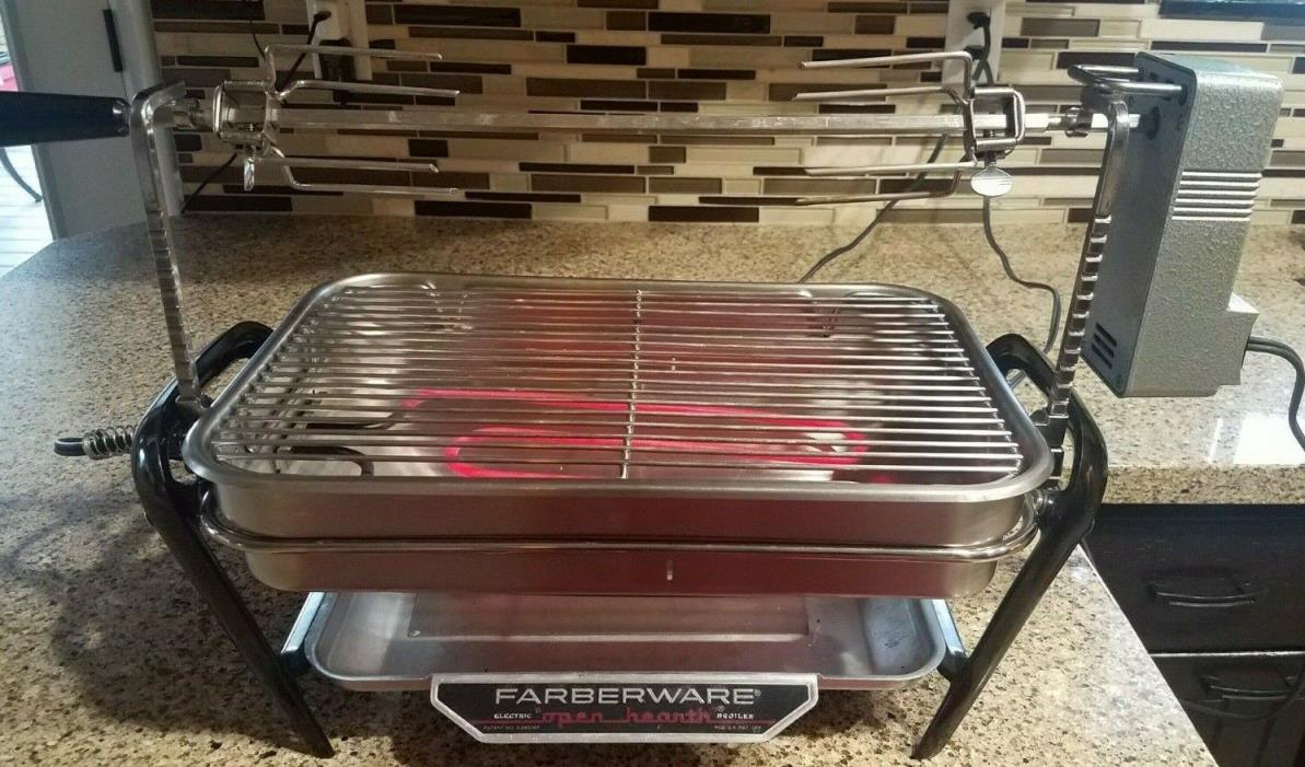 Faberware Electric Open Hearth Broiler & Rotisserie Indoor Grill Model 450A NICE