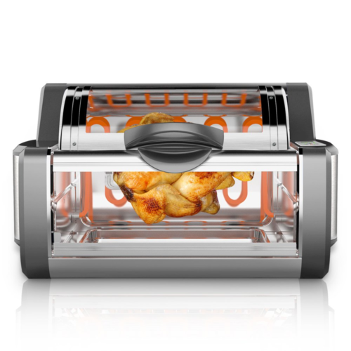 NutriChef Digital Countertop Rotisserie Oven -  Rotating Roaster Grill Oven Rack