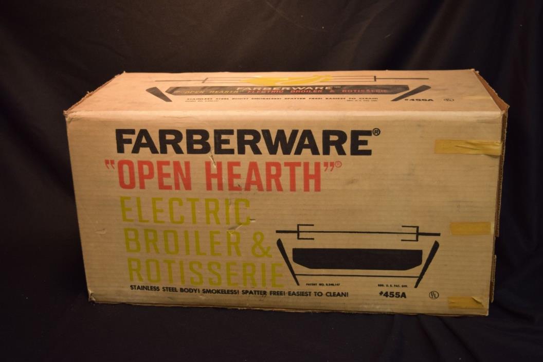 Farberware Open Hearth Electric Broiler & Rotisserie Model 455A New In Box