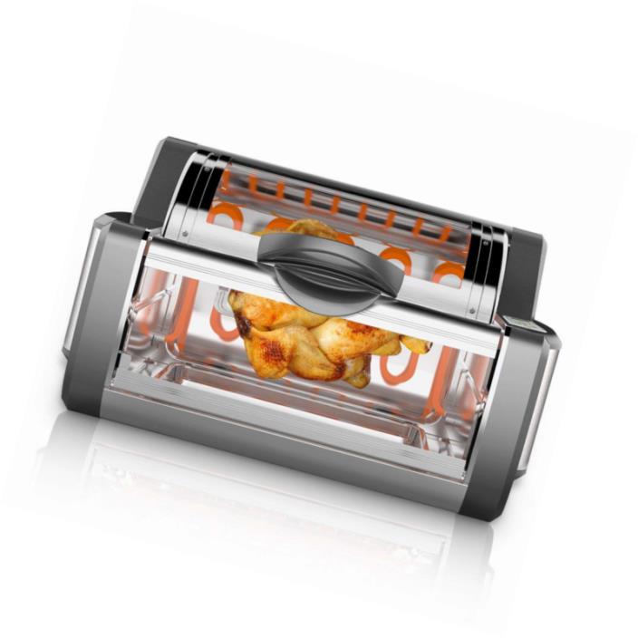 NutriChef Digital Countertop Rotisserie Oven -  Rotating Roaster Grill Stain Res