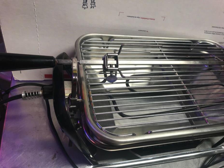Vtg Farberware 454 A Open Hearth Stainless Electric Broiler Grill w/ Rotisserie
