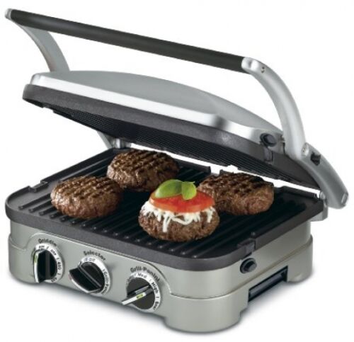 Cuisinart GR-4N 5-in-1 Griddler, Silver, Black Dials