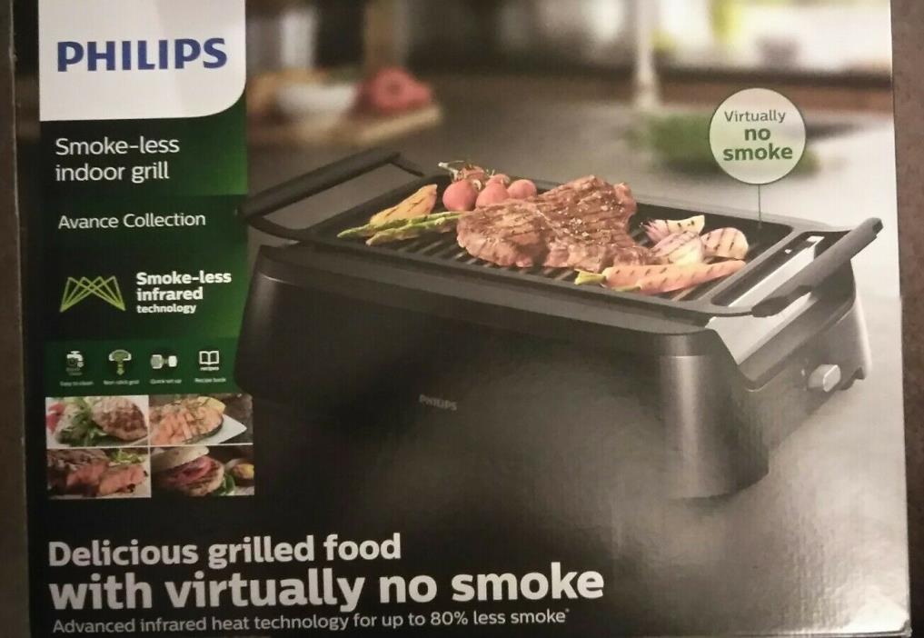 Philips HD6371/94 Smoke-less Indoor Grill Avance Collection- Black NIB