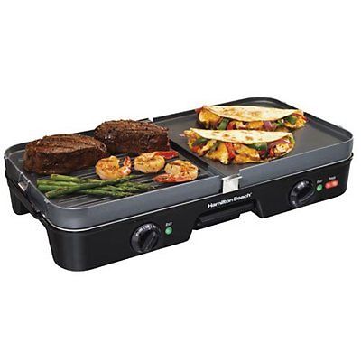 (38546) In 1 Electric Smokeless Indoor Grill & Griddle Combo With Removable