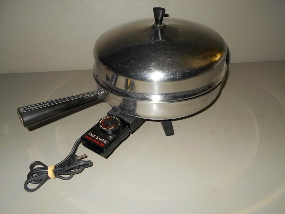 Farberware Electric Skillet 12 inch Fry Pan High Dome B3000 Stainless Steel Vtg