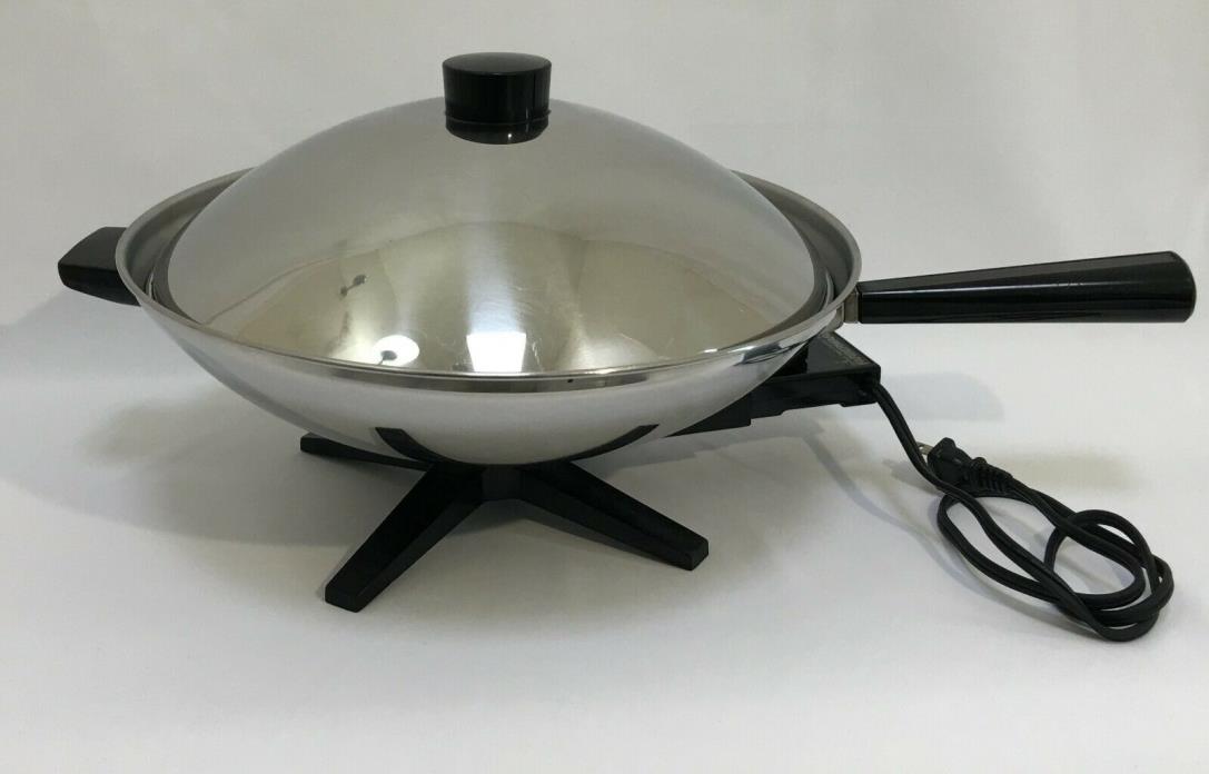 Farberware Stainless Steel Electric Wok w/ Lid 5 1/2 Qt  USA MADE