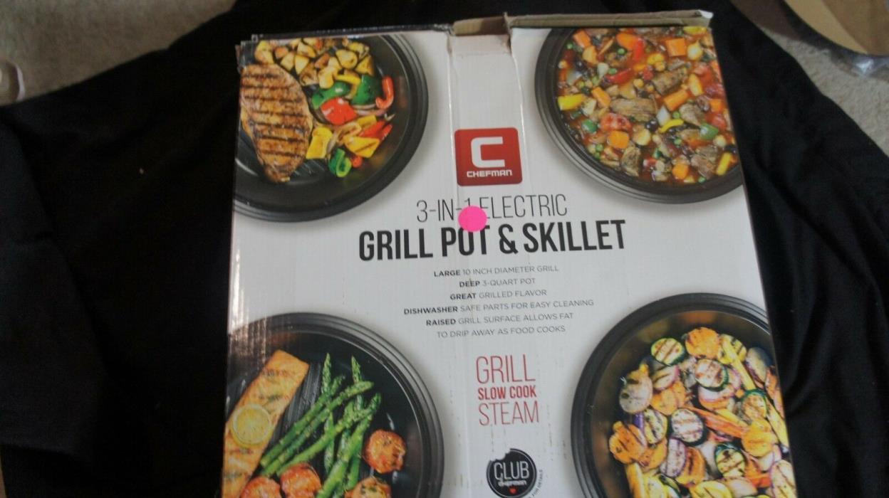 Chefman 3-in-1 10 Inch Electric Grill Pot and Skillet  RJ05-R