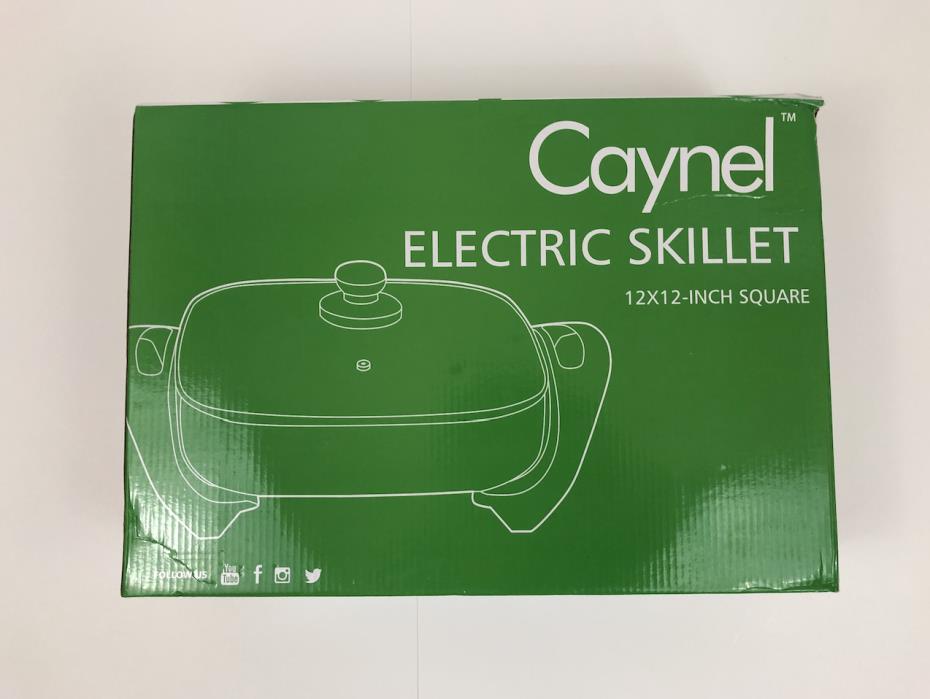 Caynel Nonstick Ceramic Electric Skillet, 12x12 inch Aluminum Body, With Glass