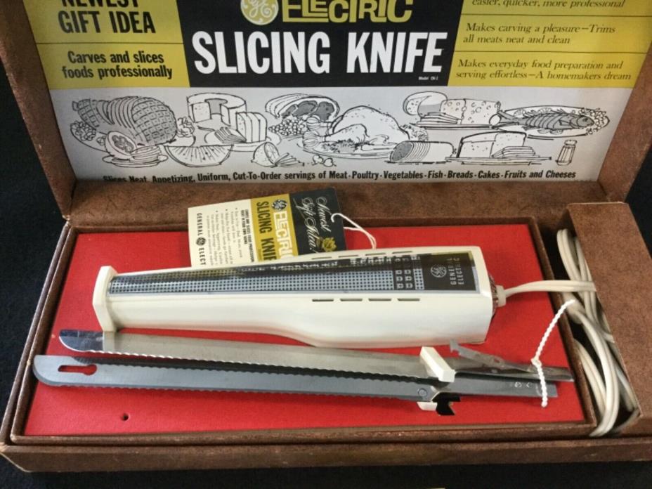 Vintage GENERAL ELECTRIC Carving Slicing Knife Model #EK-1 IN ORIGINAL BOX