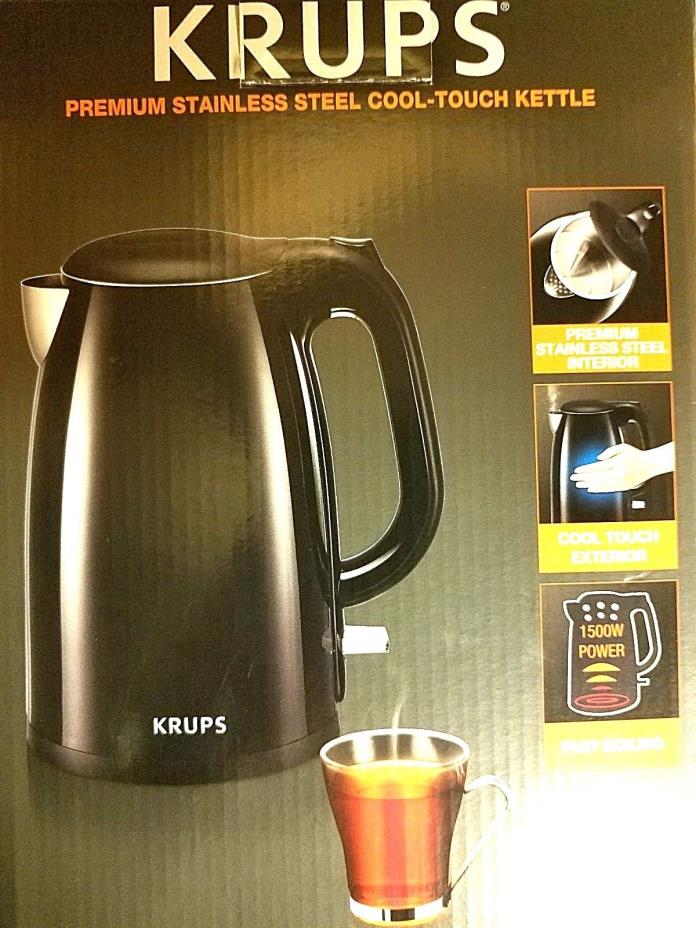 Krups Electric Kettle Tea Coffee Premium Stainless Steel Cool Touch  New