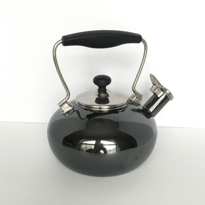 Chantal 1.8 Qt Enamel On Steel Whistling Teakettle Black Onyx Charcoal Tested