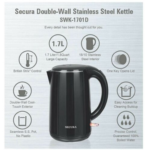 Secura Electric Water Tea Kettle - Black