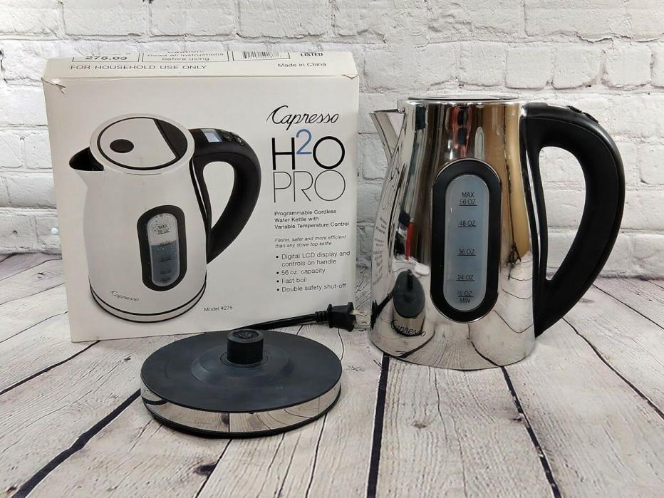 Capresso H2O Pro Programmable Cordless Water Kettle Polished Chrome Model 275.03
