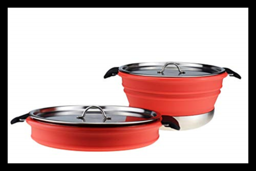 3.8 Liter/4 Quarts Collapsible Cooking Pot Silicone FDA Proved W Stai Cherry RED