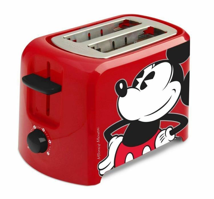 Disney Mickey Mouse Toaster 2 Extra Wide Toast Slots Bread/Bagel - Red/Black