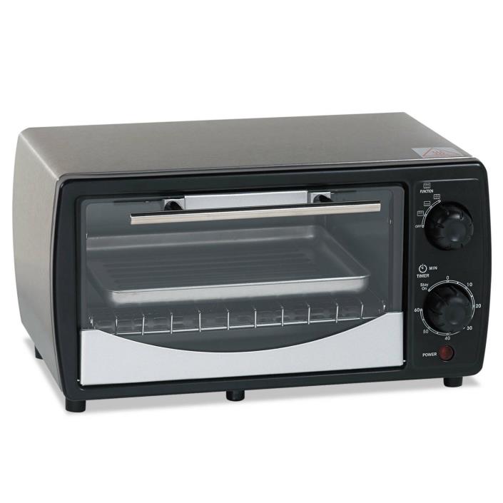 AVANTI PRODUCTS Toaster Oven, 0.32 Cu Ft Capacity, Stainless Steel/black, 14 1/2