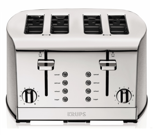 KRUPS KH734D Breakfast Set 4-Slot Toaster with Brushed and Chrome Stainless with