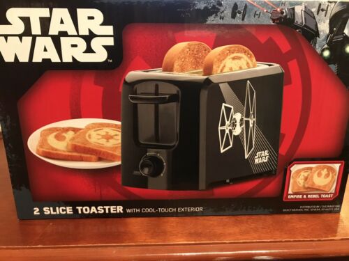 Star Wars 2 Slice Toaster NIB Empire & Rebel Cool Touch Exterior Disney
