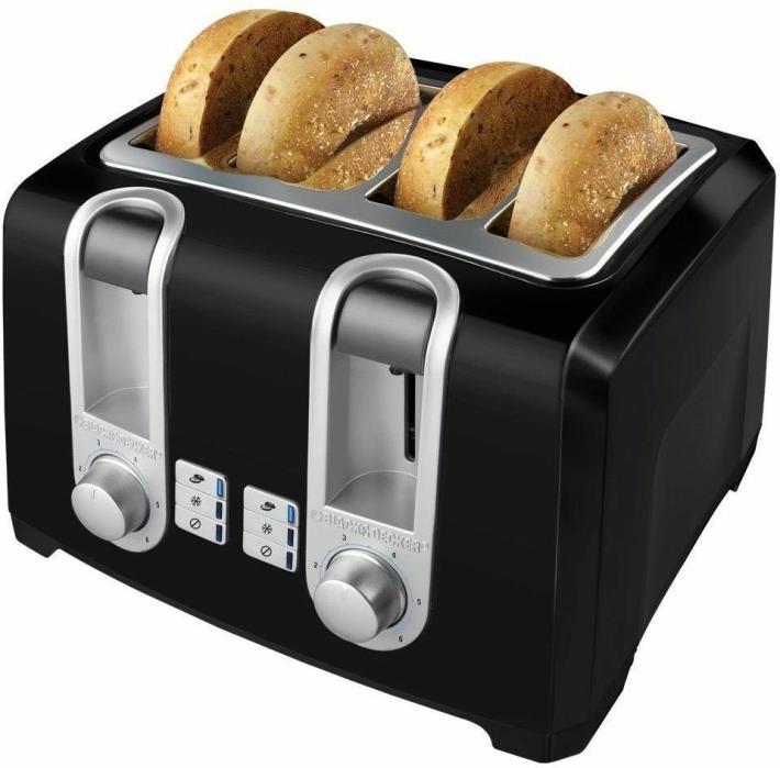 Toaster 4Slice in Black Small Kitchen Appliances BLACK+DECKER Kitchen Appliance
