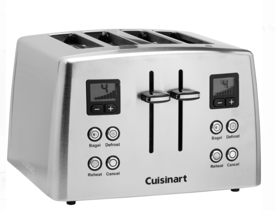 Cuisinart Compact 4-Slice Toaster Stainless Steel Bread Bagels Defrost Reheat