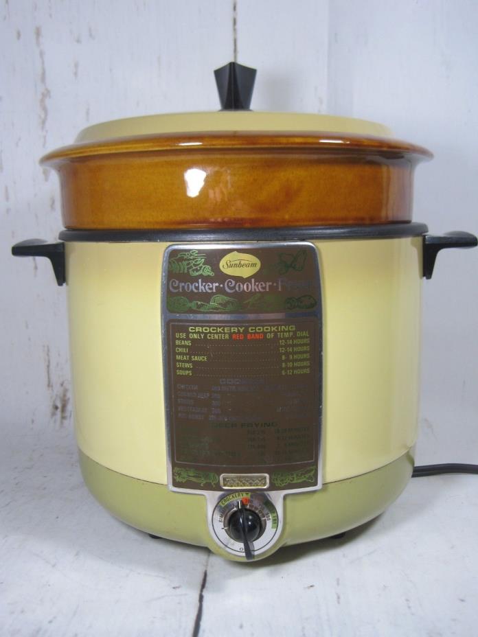 Vintage Sunbeam Crocker Cooker Fryer Crock Pot Works Great