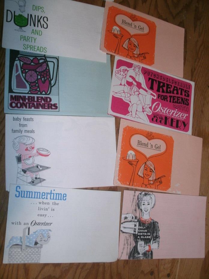 Vintage Oster Osterizer Brochure pamphlets Recipes Mini Blend 1968 1974 1969