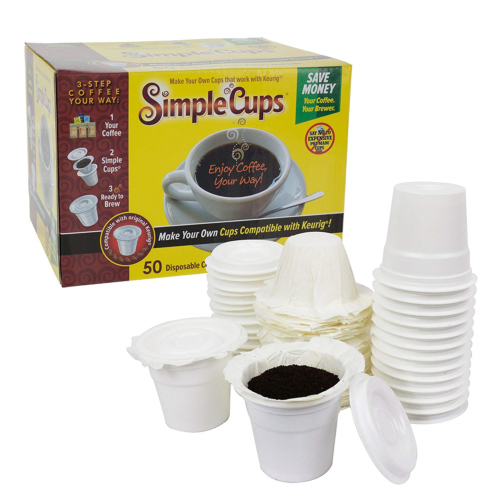 Disposable Cups for Use in Keurig Brewers - Simple Cups - 50 Cups, Lids, and -