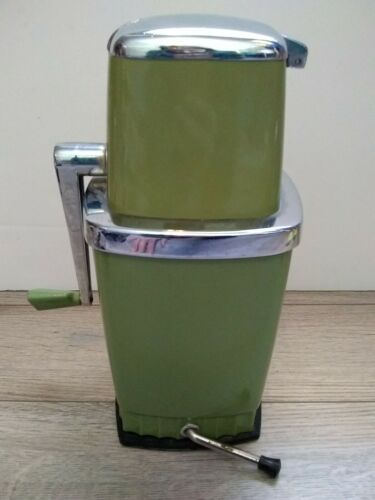 Olive green Swing a way Ice Crusher Manual Crank Vintage Shelf Collectible