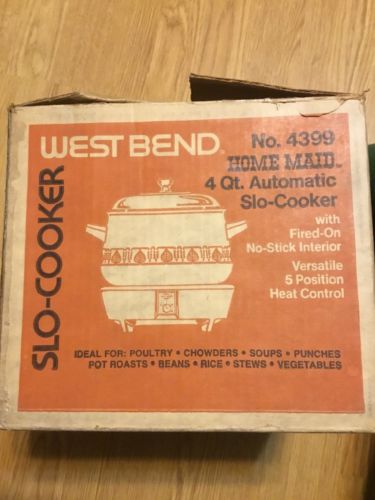 West Bend 4399 Automatic 4 Qt Slo-Cooker Decorated Home Maid Original Box!! 1976