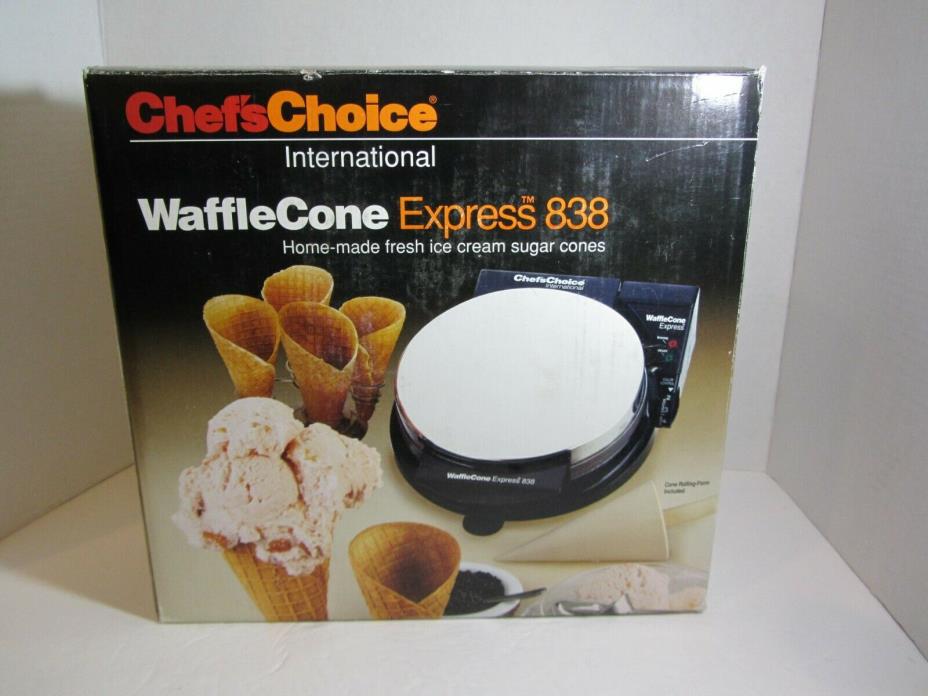 NEW Chef'sChoice Chef's Choice 838 Waffle Express Ice Cream Cone Maker Silver