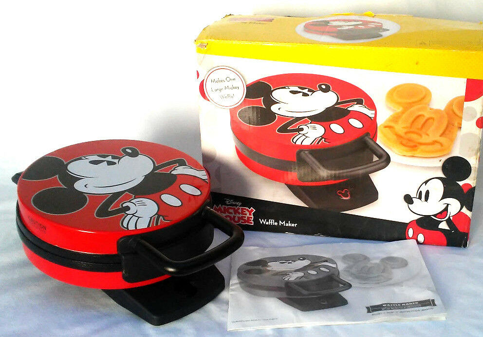 Disney DCM-12 Mickey Mouse Non Stick Electric Waffle Iron Maker Red BlackNO BOX