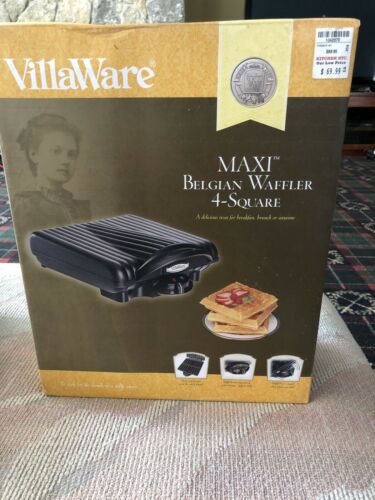 VillaWare Belgian Maxi Waffler 4 Maker Waffle Tone Black 1200 Watts Model 2201